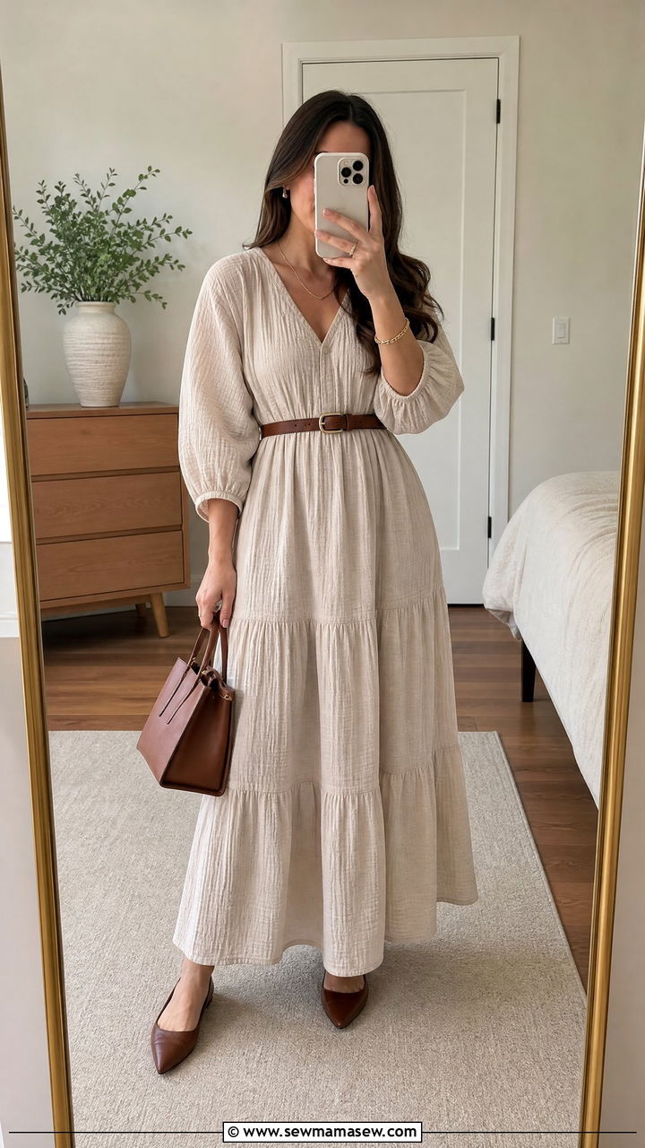 Petite Maxi Dress with a Belt Outfit - 25 Petite maxi dress outfit ideas
