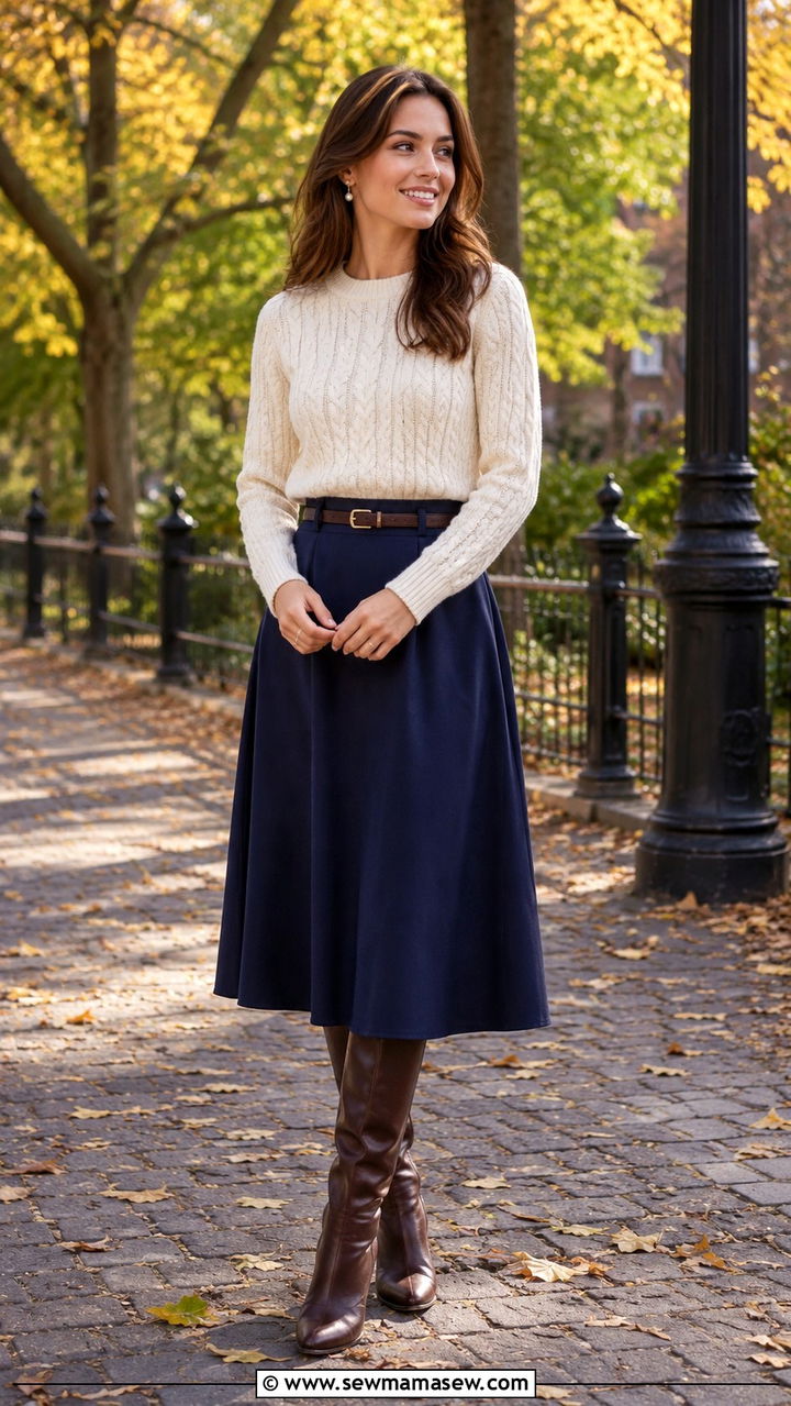 Petite Old Money Cable Knit Sweater And A Line Skirt Outfit - 25 Petite old money outfit ideas