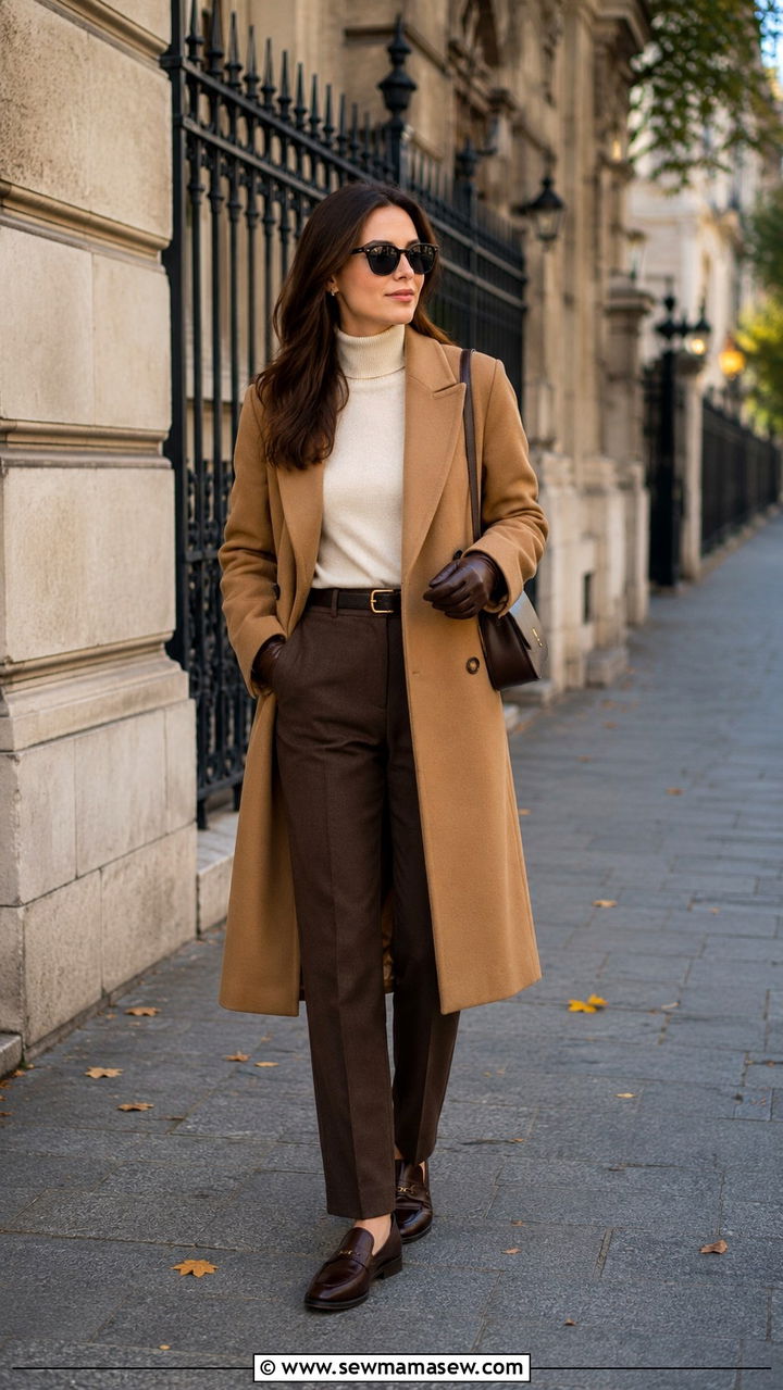 Petite Old Money Camel Wool Coat And Turtleneck Outfit - 25 Petite old money outfit ideas