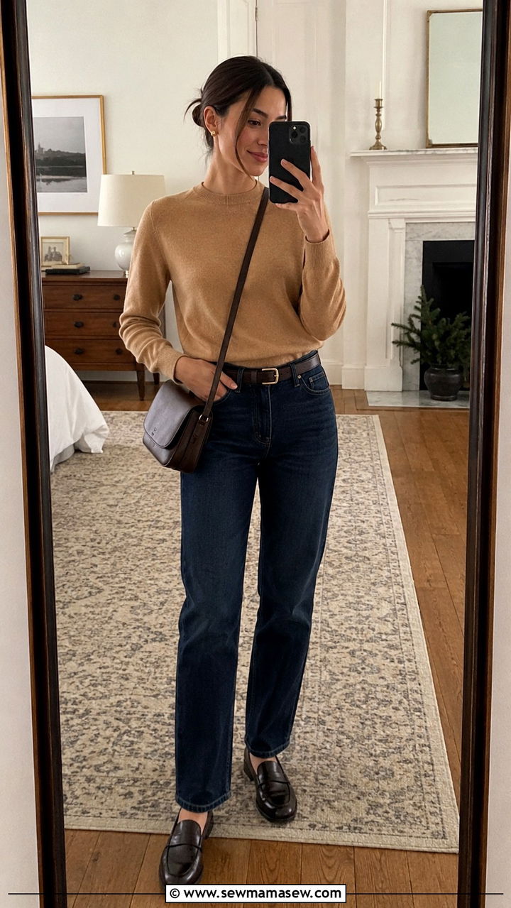 Petite Old Money Cashmere Crewneck And Straight Jeans Outfit - 25 Petite old money outfit ideas