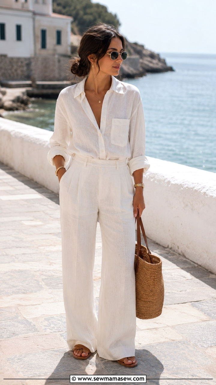 Petite Old Money Linen Matching Set Summer Outfit - 25 Petite old money outfit ideas