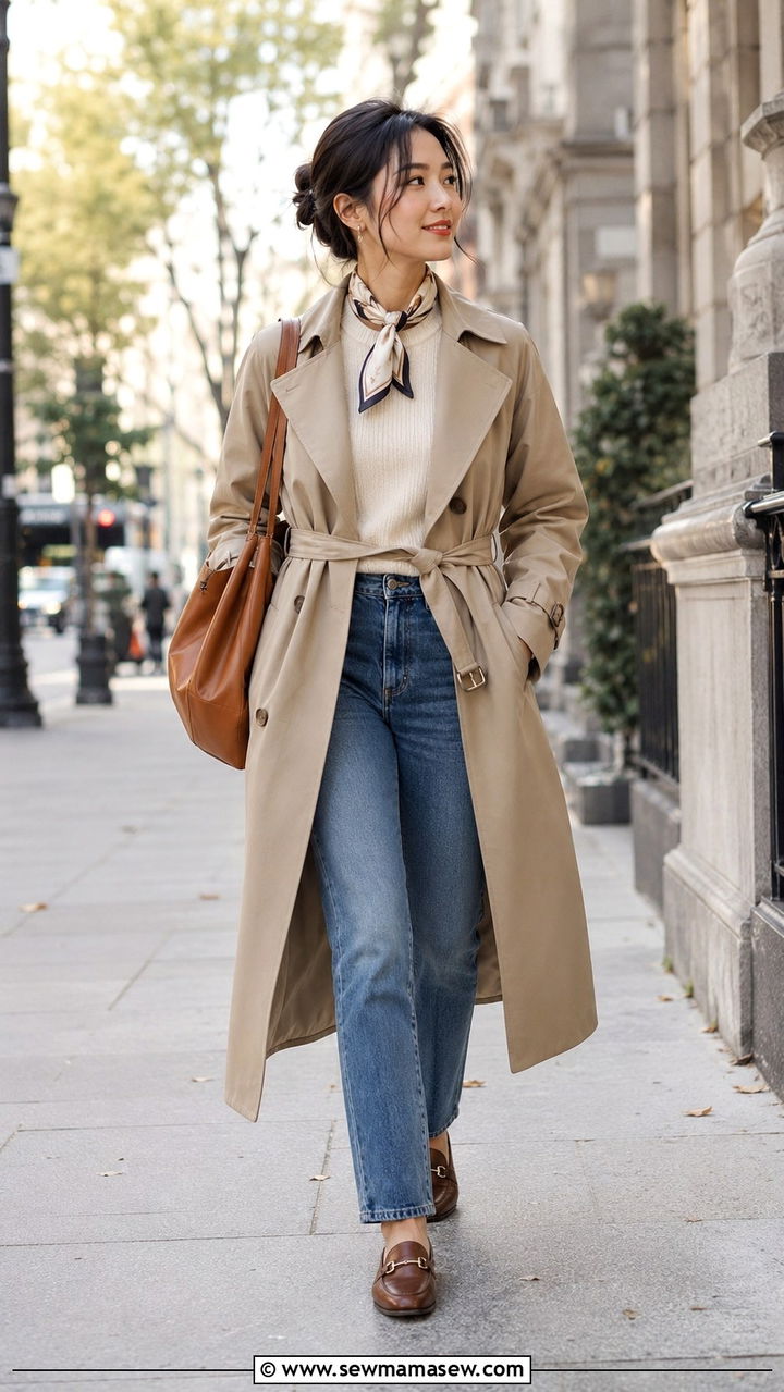 Petite Old Money Trench Coat And Straight Jeans Outfit - 25 Petite old money outfit ideas