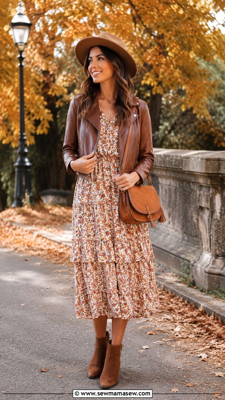 Petite Tiered Midi Dress With Ankle Boots - 25 Petite midi dress outfit ideas
