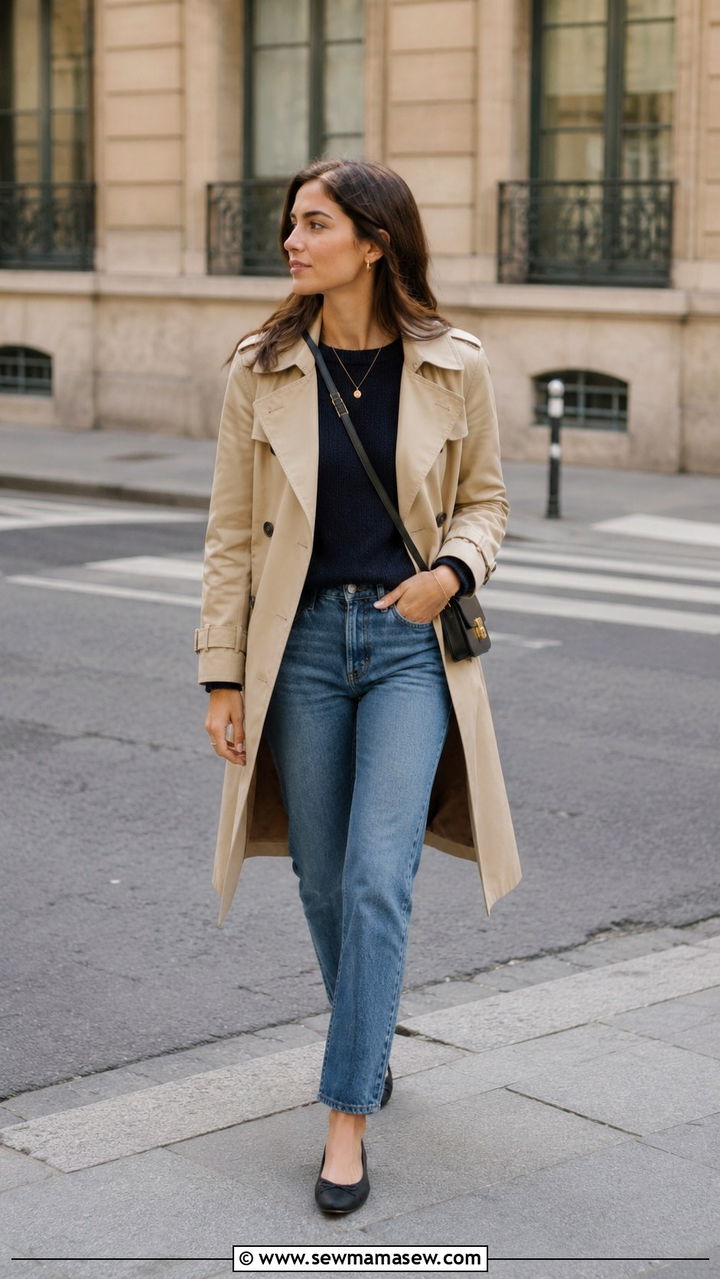Petite Trench Coat With Straight Jeans Outfit - 30 Petite capsule wardrobe 2026
