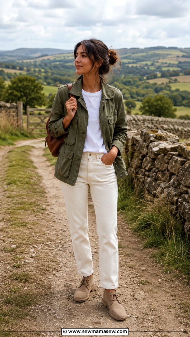 Petite Utility Jacket With Cream Jeans Outfit - 30 Petite capsule wardrobe 2026