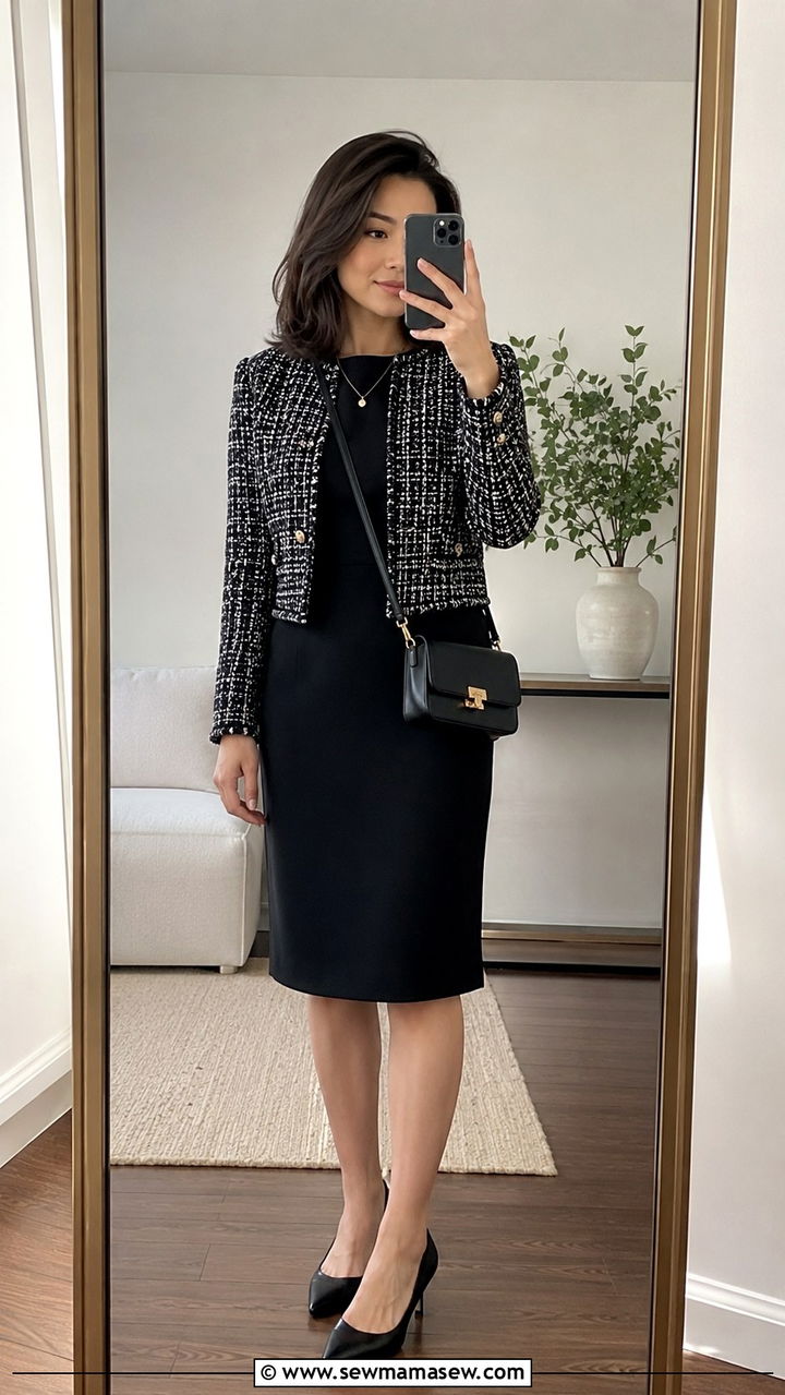 Petite column dress with cropped jacket - 30 Petite work outfits