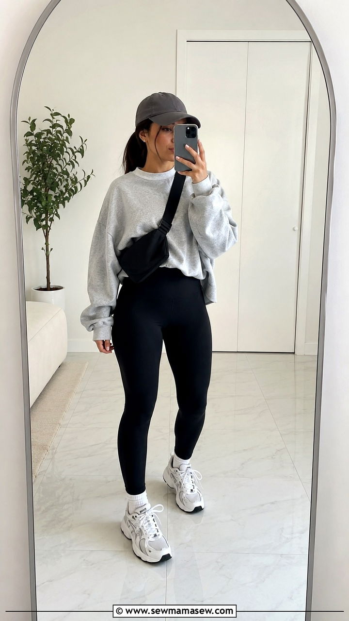 Petite outfit with chunky sneakers and leggings - 25 Petite outfit ideas with sneakers