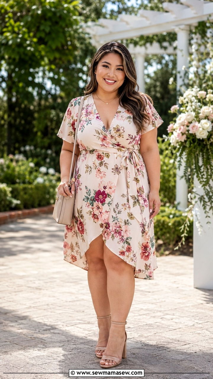 Petite plus size wrap dress outfit - 30 Petite plus size outfit ideas