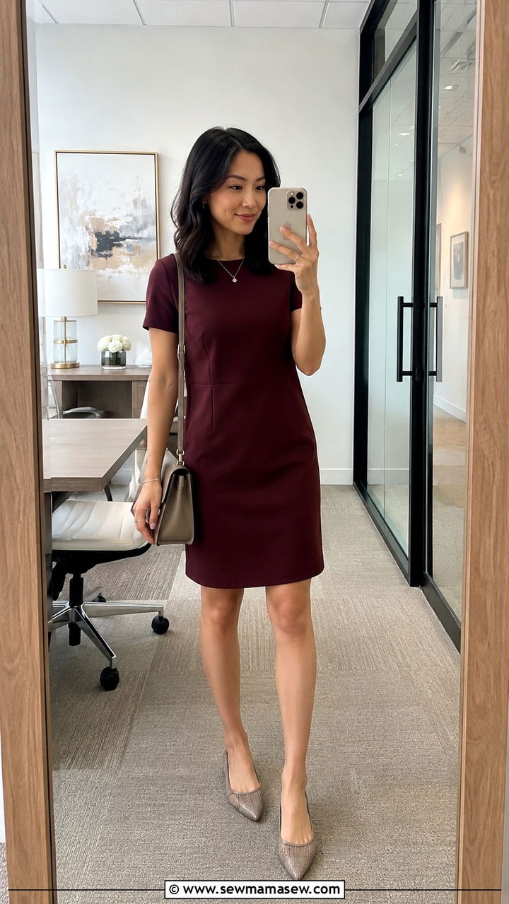 Petite shift dress with pointed toe flats - 30 Petite work outfits