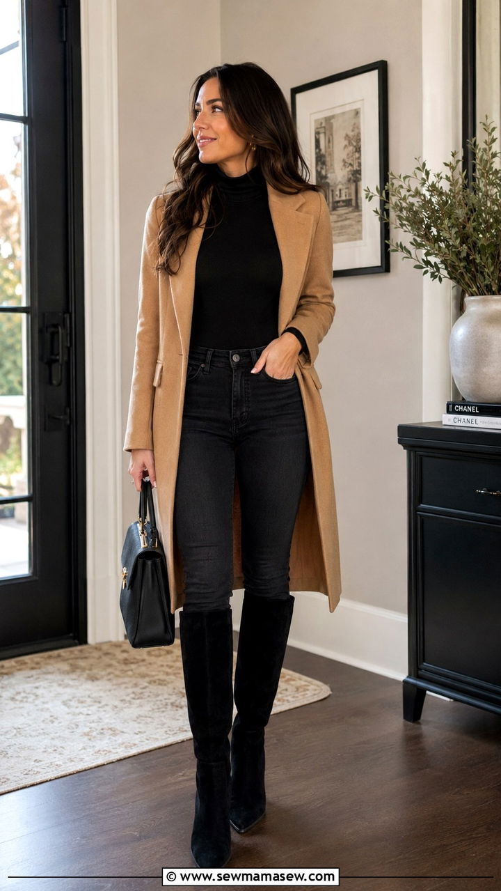 Petite skinny jeans with knee high boots and sweater - 25 Petite outfit ideas with skinny jeans