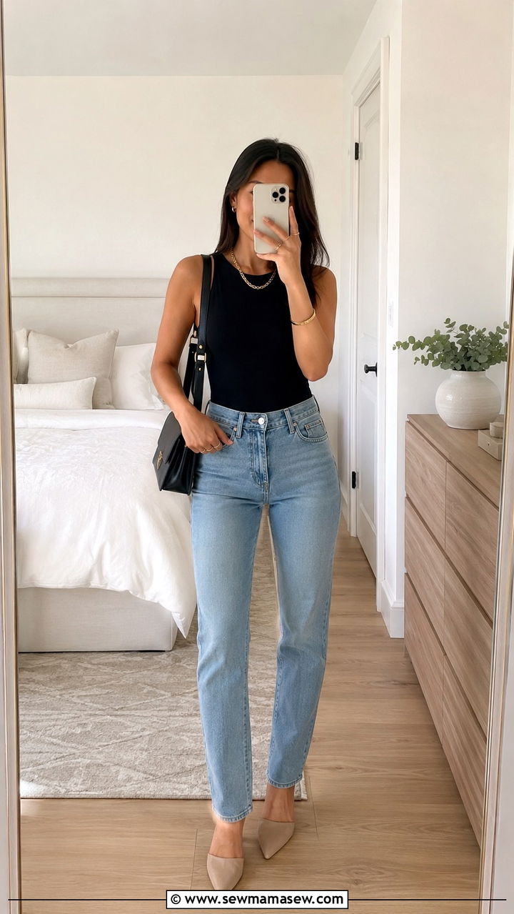 Petite straight leg jeans and bodysuit - 25 Petite outfit ideas from Macy's