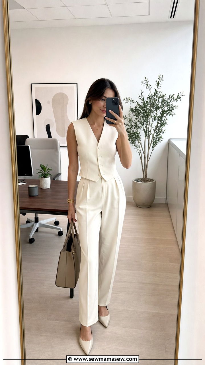 Petite structured vest with tailored trousers - 35 Business casual outfits for petite women