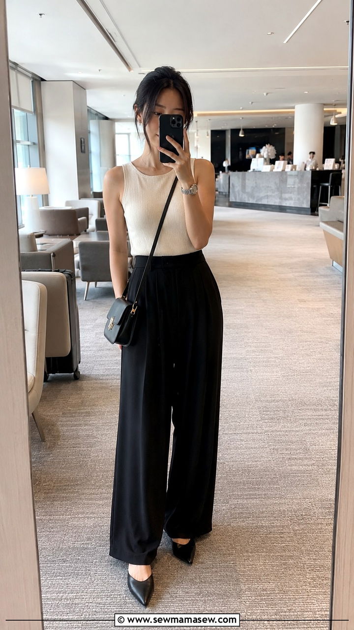 Petite sweater tank with flowy palazzo pants - 30 Resort wear outfit ideas petite