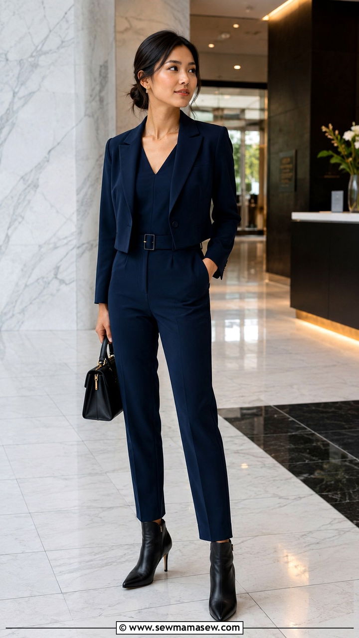 Petite tailored jumpsuit with defined waist - 30 Petite work outfits