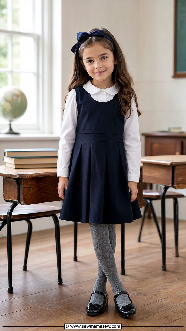 Pinafore Dress With White Blouse - 25 School uniform outfit ideas cute