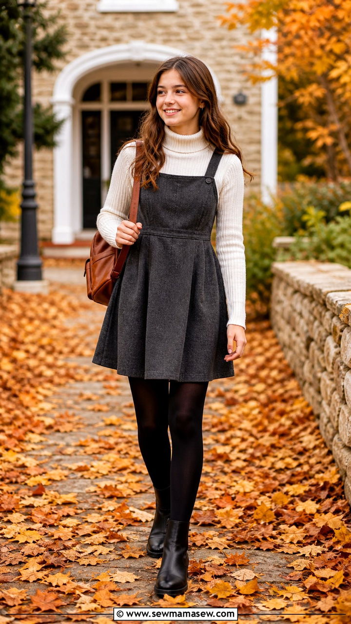 Pinafore Dress and Turtleneck - 40 back to school outfits