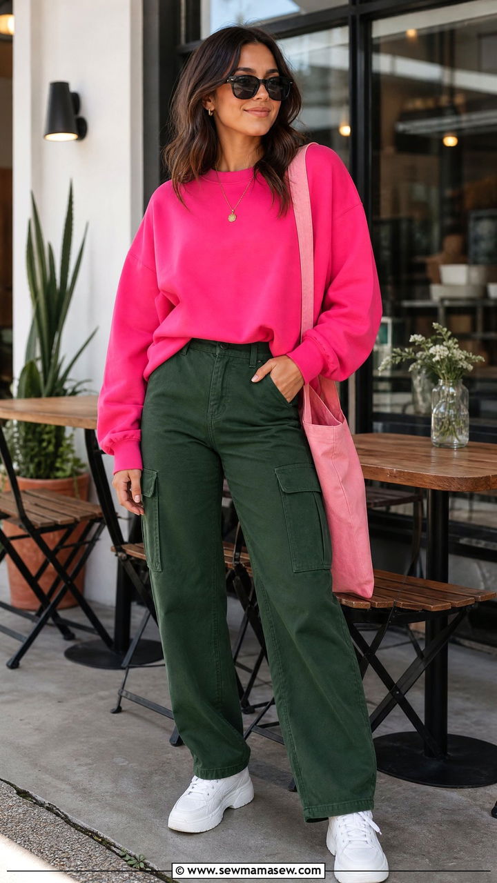 Pink And Green Color Block Outfit - 30 Color blocking outfit ideas