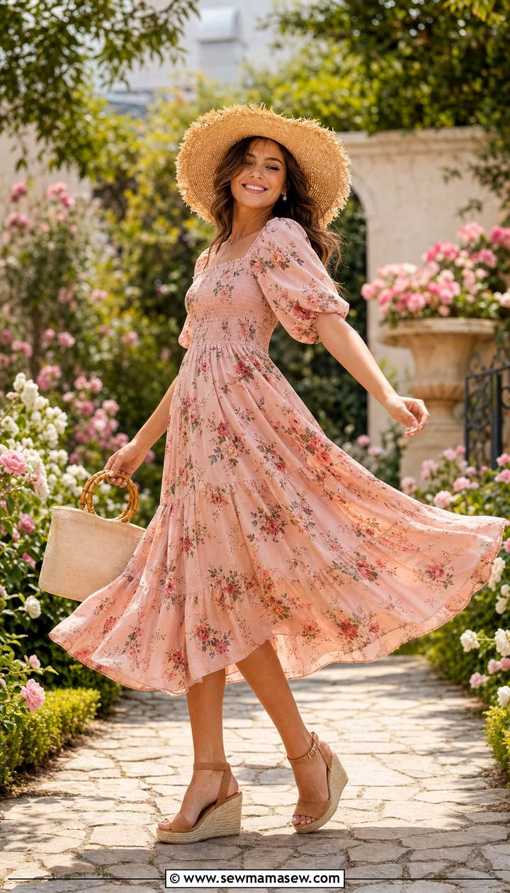 Pink Floral Sundress Outfit - 25 summer outfit ideas Pinterest