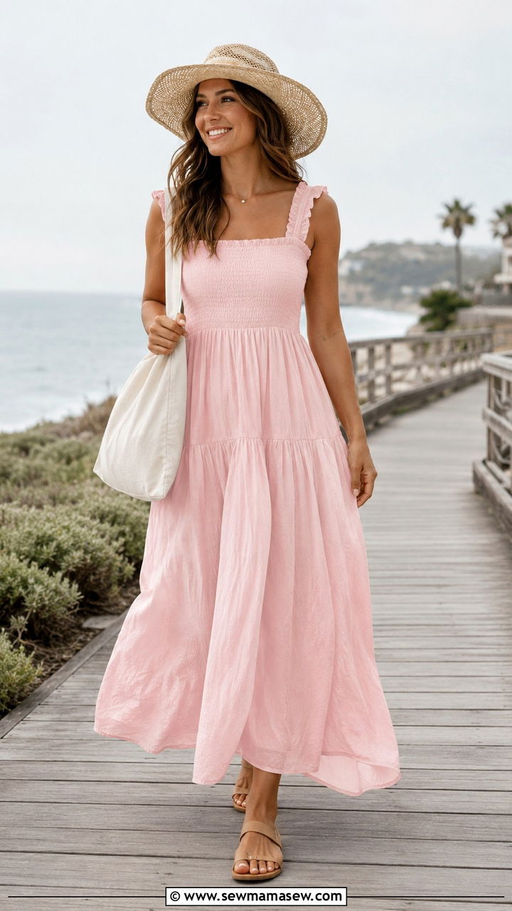 Pink Maxi Dress for Summer - 30 pink outfit ideas for women