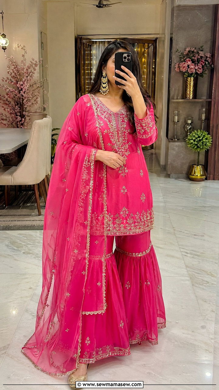 Pink Sharara Set - 35 Diwali outfit ideas