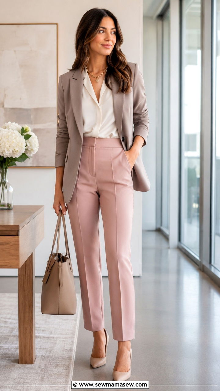 Pink Trousers for Work - 30 pink outfit ideas for women
