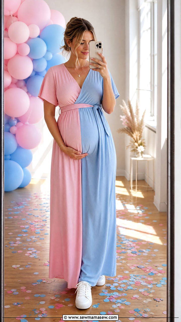 Pink and Blue Dress Gender Reveal - 30 Gender reveal photo outfit ideas