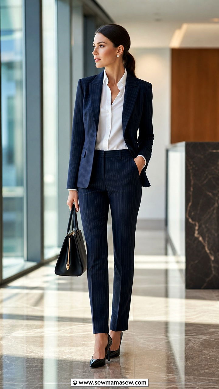 Pinstripe Suit Outfit For Women In Banking - 20 Banker outfit ideas