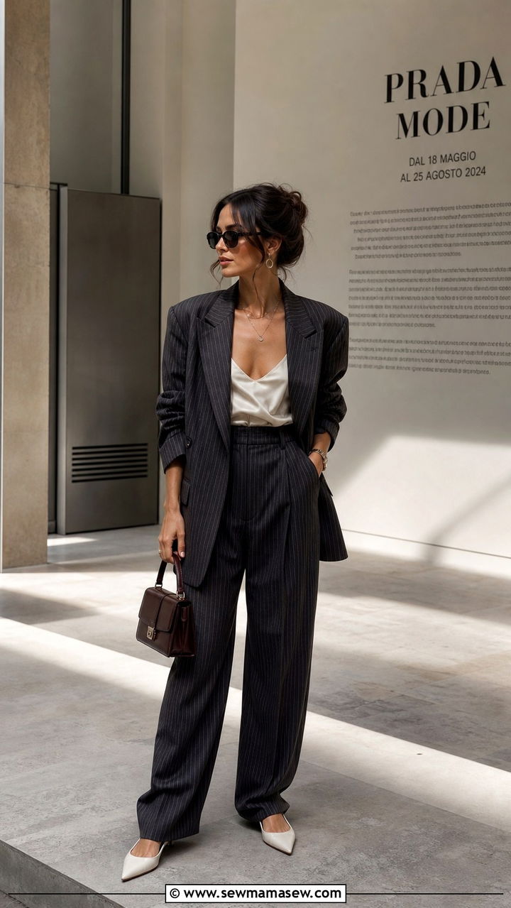 Pinstripe Suit Outfit Milan Women - 40 What to wear in Milan
