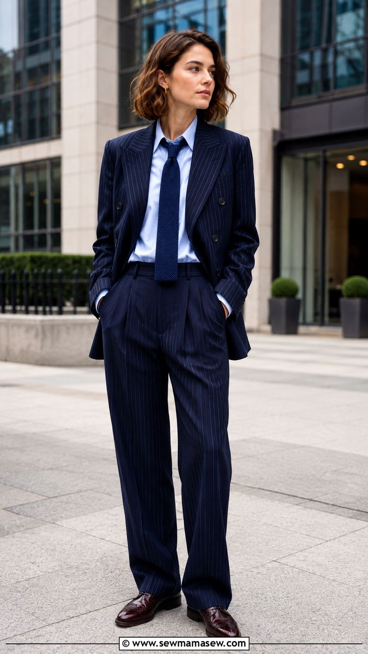 Pinstripe Suit With Knit Tie And Leather Brogues - 20 Eclectic grandpa outfit ideas for work