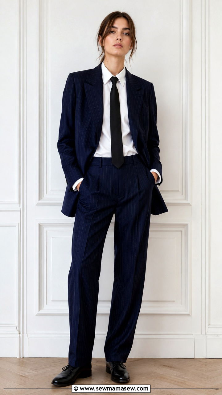 Pinstripe Suit With Tie - 25 Androgynous outfit ideas