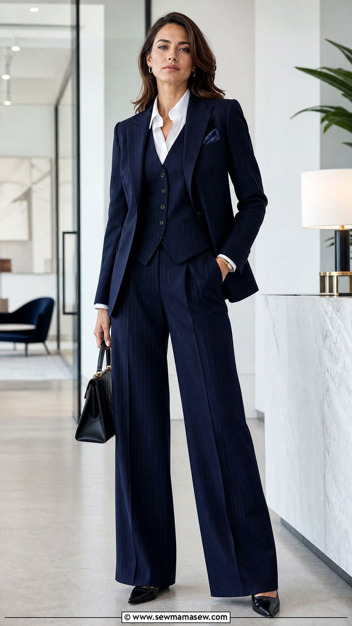 Pinstripe Three Piece Suit - 25 Matching set outfit ideas pinstripe