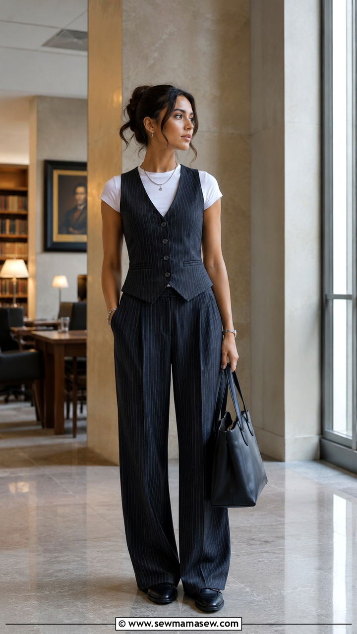 Pinstripe Vest And Trousers Law School Outfit - 30 Law student outfit ideas