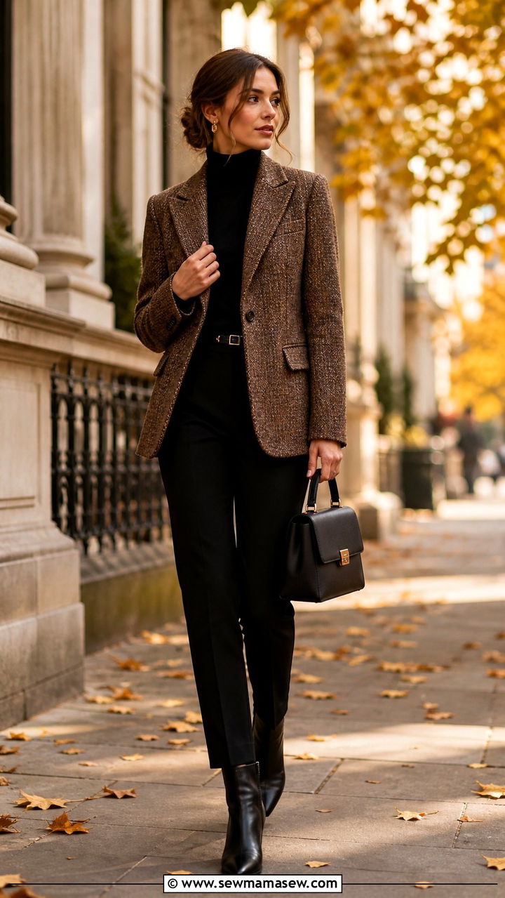 Pinstripe suit with pointed toe pumps - 40 Business professional outfit ideas