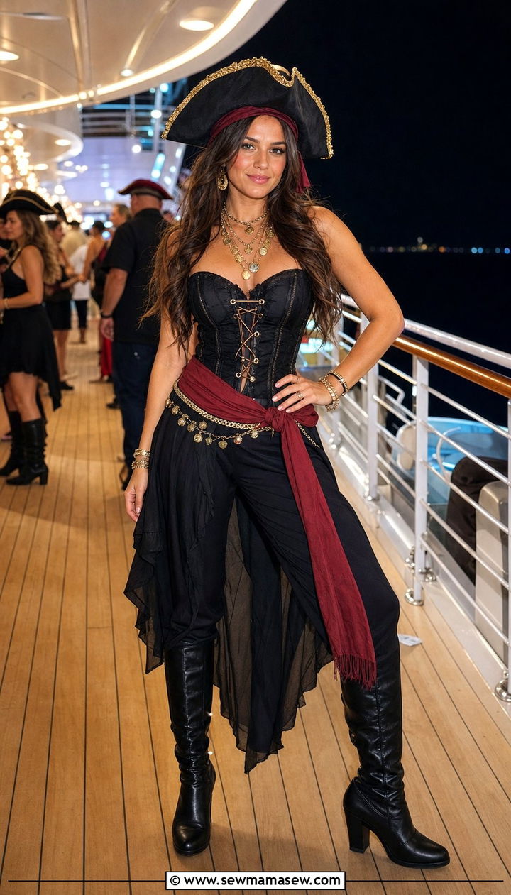 Pirate Night Corset Top with Wide Leg Pants - 25 Disney cruise outfit ideas 2026