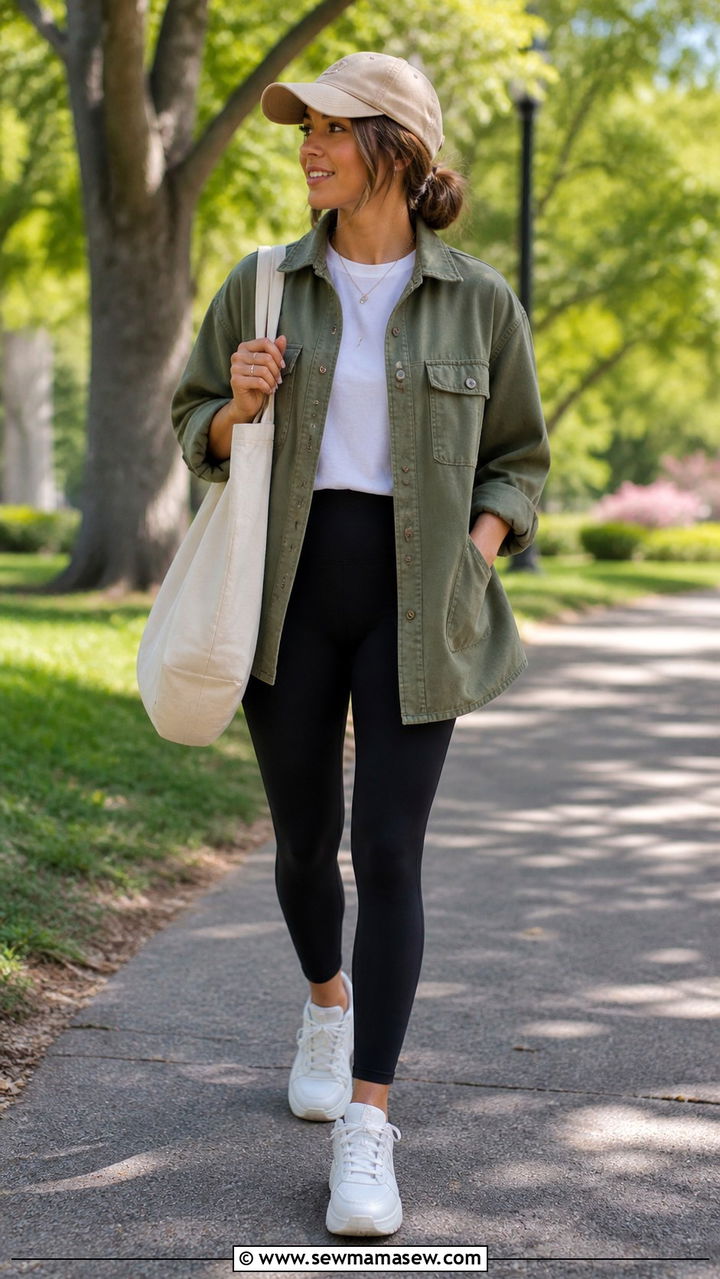 Pistachio Green Long Sleeve with Baggy Jeans - 40 First day of spring outfits