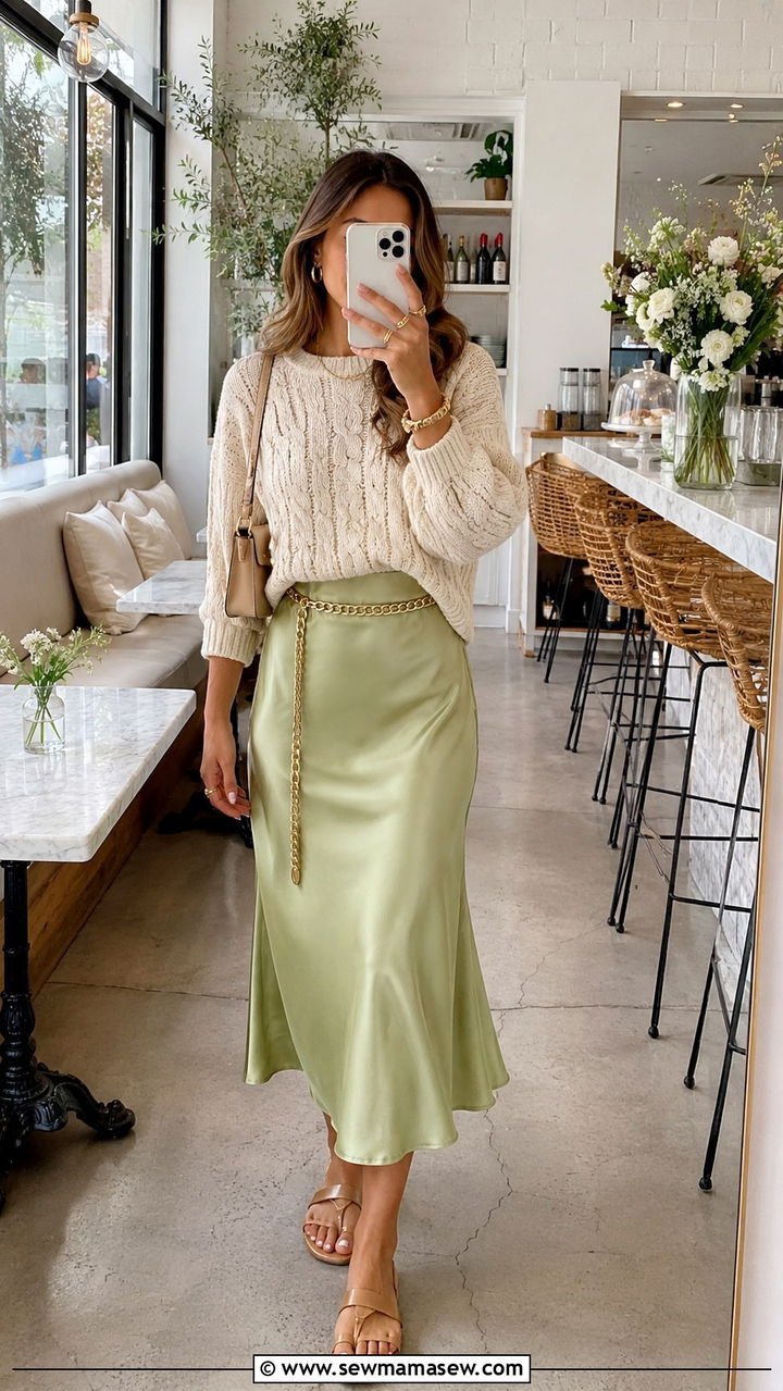Pistachio Green Satin Skirt Outfit - 25 Pistachio green outfit ideas 2026