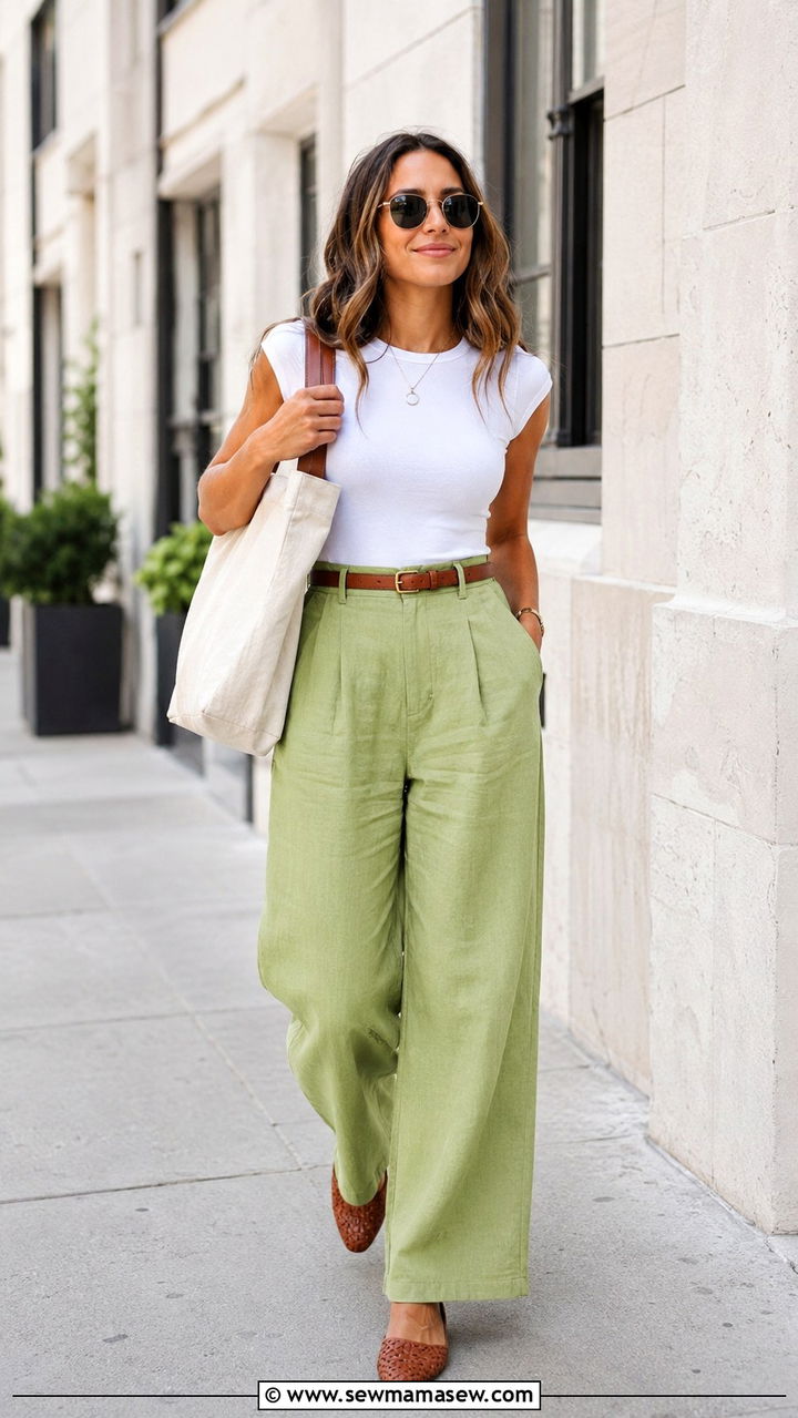 Pistachio Green Wide Leg Pants - 25 Pistachio green outfit ideas 2026