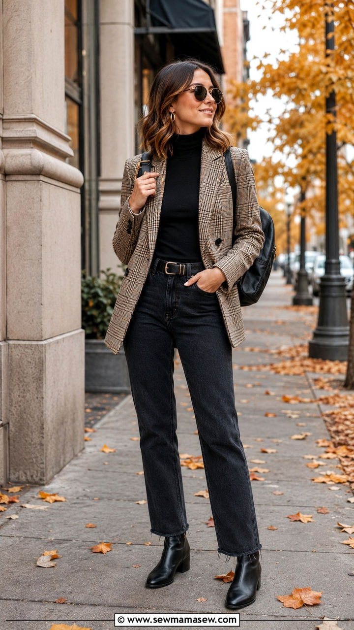 Plaid Blazer Fall Travel Outfit - 20 How to style a blazer for travel