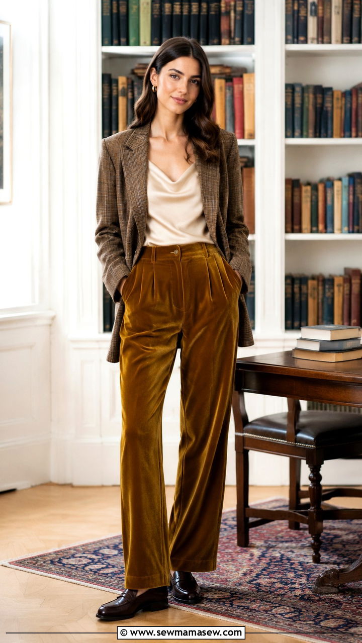 Plaid Blazer Set With Velvet Trousers And Loafers - 30 Taylor Swift concert outfit ideas
