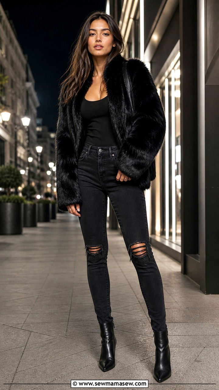Plaid Blazer With Black Jeans and Heels - 40 casual black jeans outfits