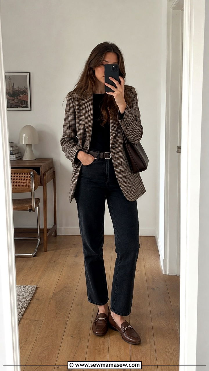 Plaid Blazer With Dark Jeans And Loafers - 25 Professor outfit ideas