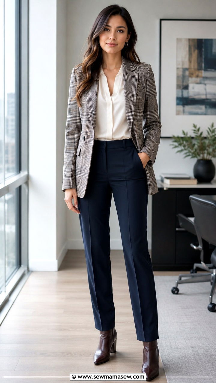 Plaid Blazer With Tailored Trousers Work Outfit For Women Over 40 - 25 Work outfit ideas for women over 40 2026