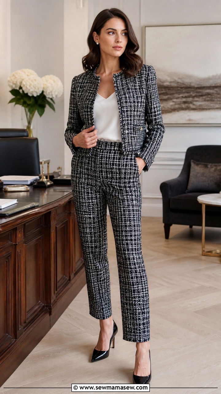 Plaid Blazer with Dark Denim and Ankle Boots - 40 office outfits ideas