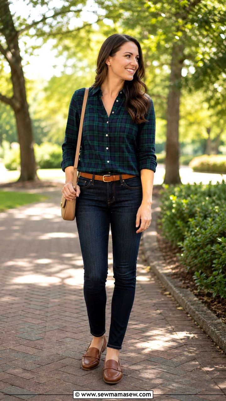 Plaid Button Down With Fitted Dark Jeans - 25 Reporter outfit ideas