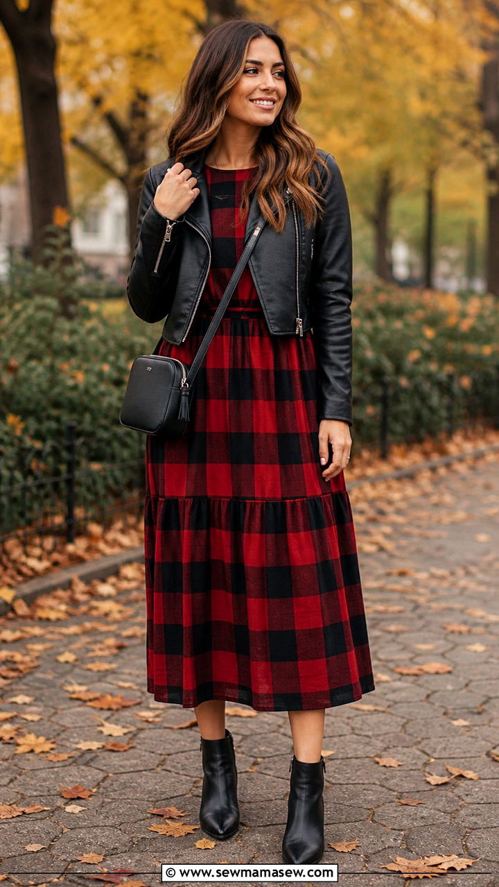 Plaid Dress With Ankle Boots Outfit - 40 dress outfits