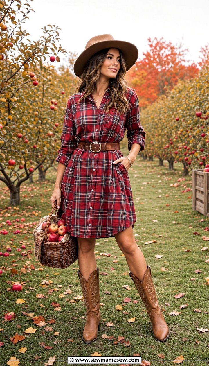 Plaid Dress With Cowboy Boots - 25 Cowboy boots outfit ideas with a dress