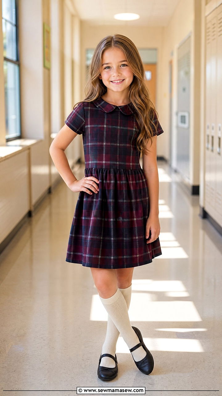 Plaid Dress With Knee High Socks - 30 Elementary school picture day outfit ideas