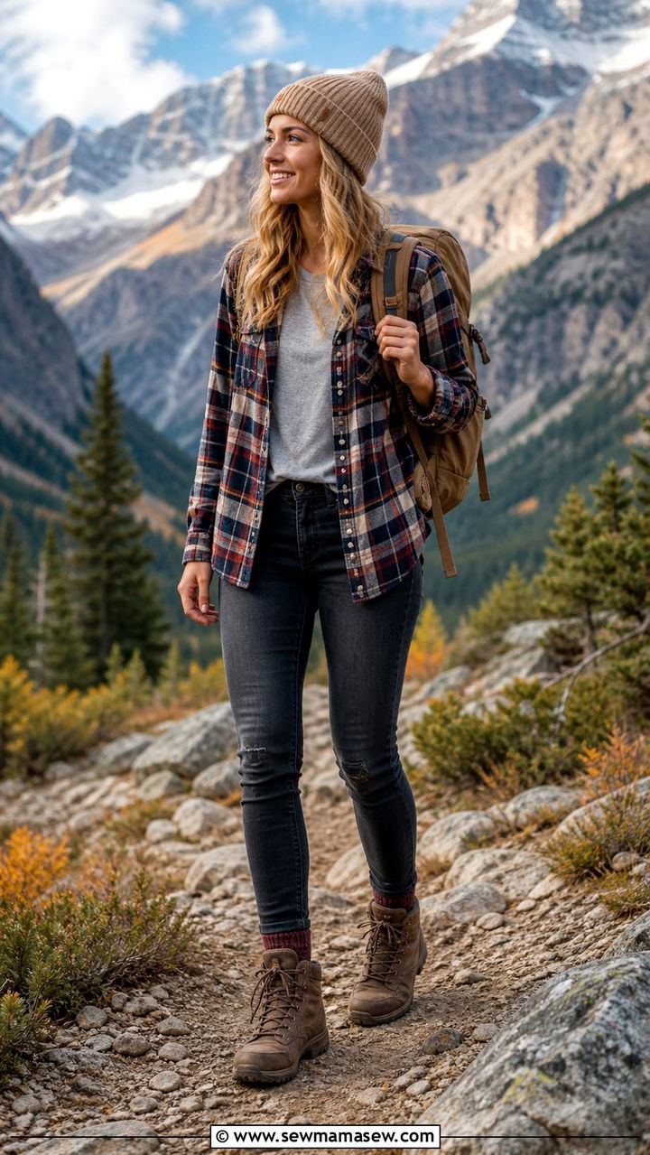 Plaid Flannel with Hiking Boots - 40 Spring vacation outfits