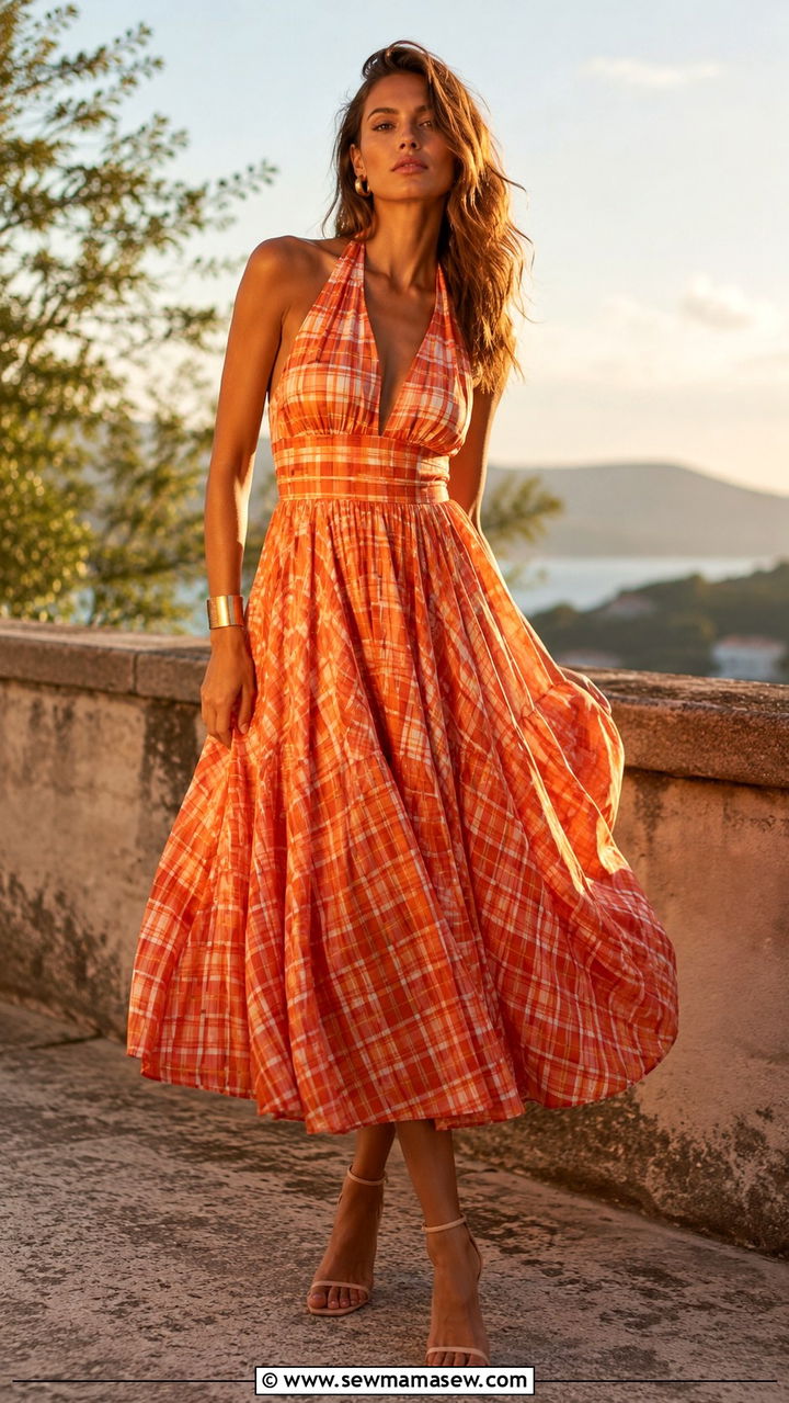 Plaid Halter Dress With Voluminous Skirt - 30 trendy outfits inspo