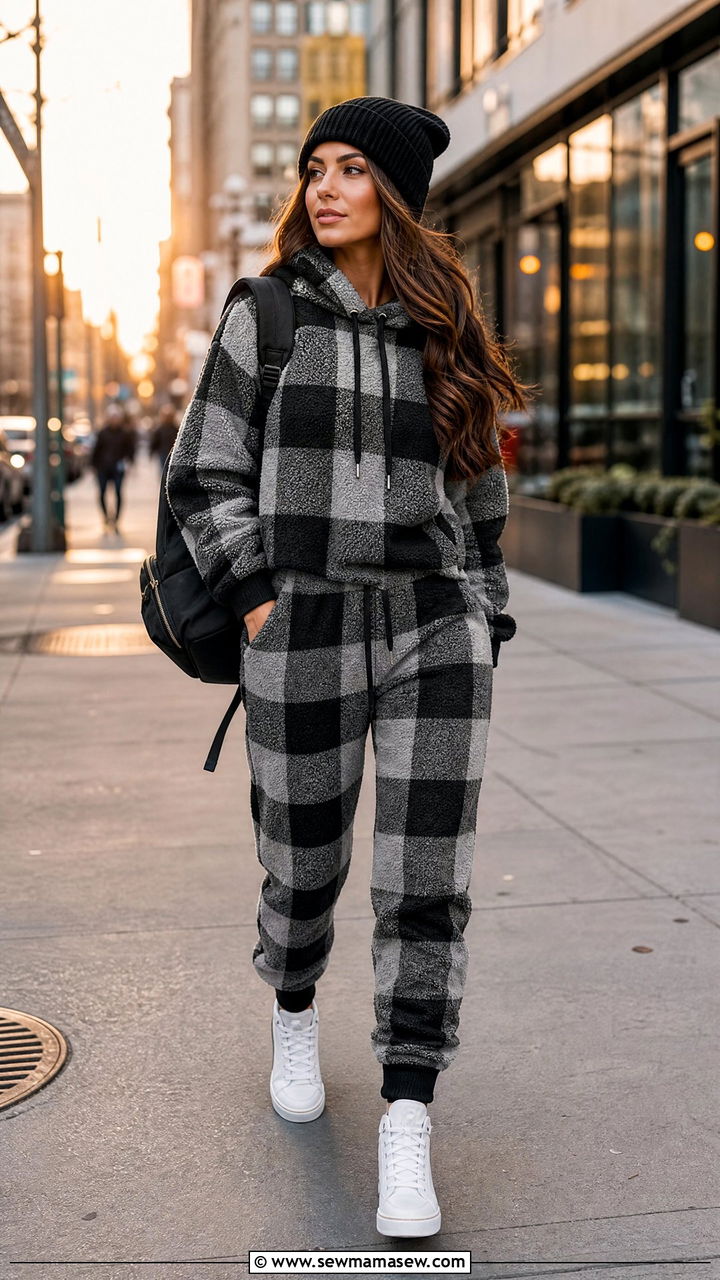 Plaid Hoodie And Joggers Set - 25 Matching set outfit ideas plaid